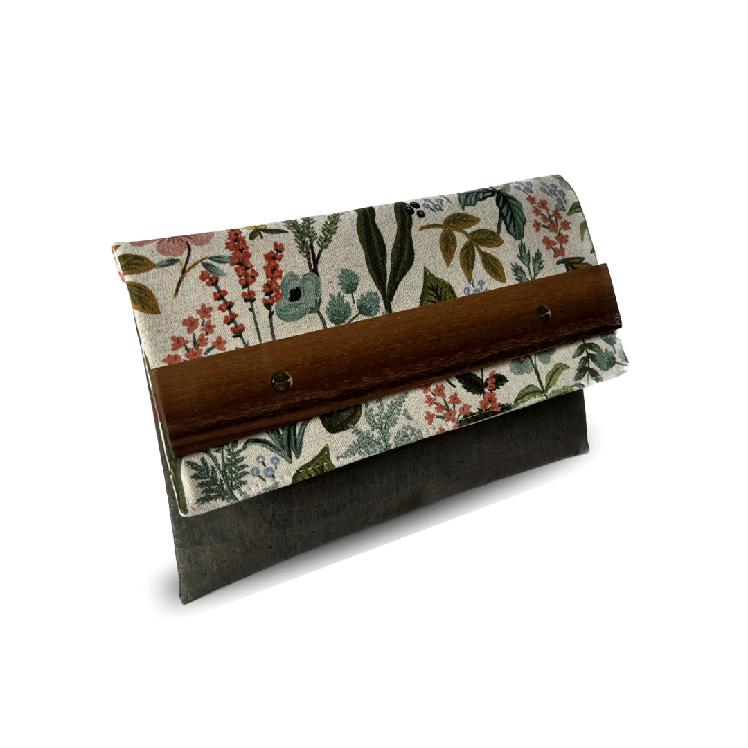 Floral Evergreen Flap Clutch