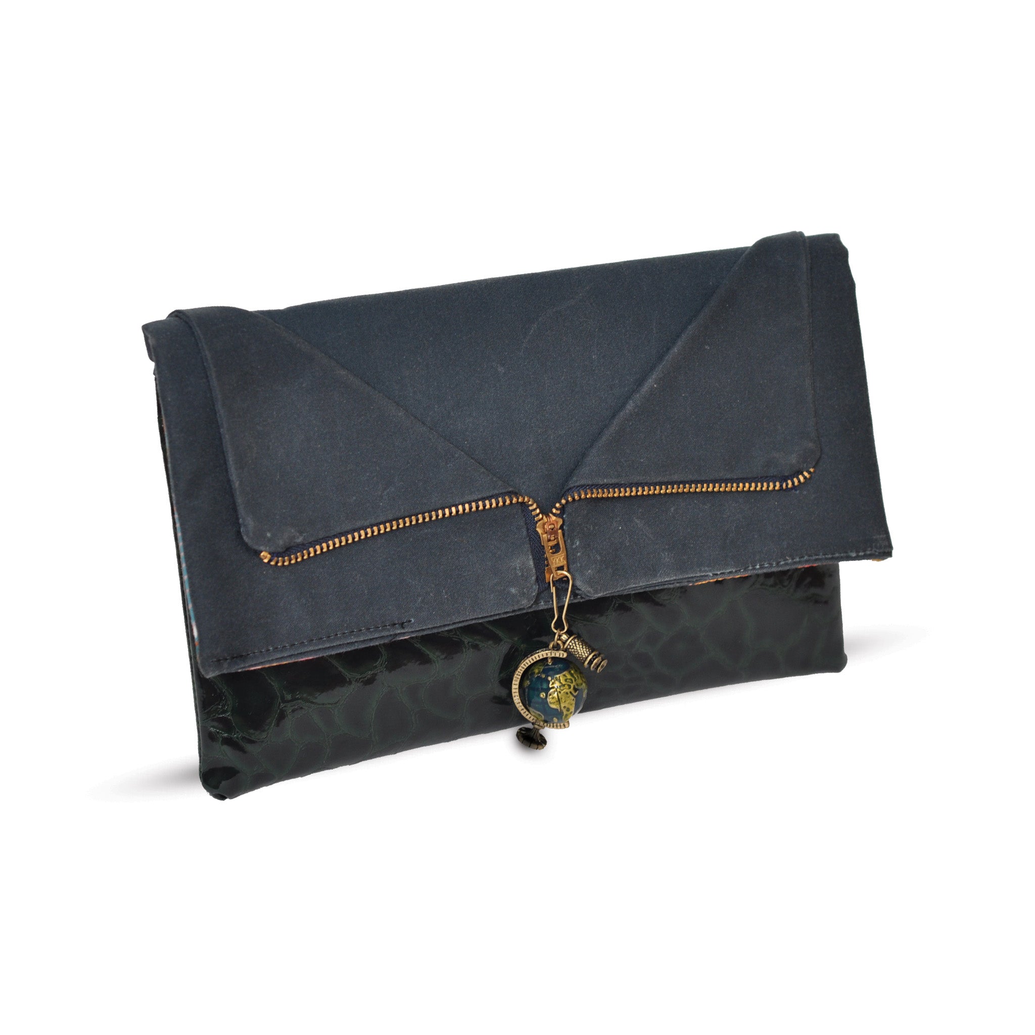 Navy Waxed Canvas Reveal Clutch