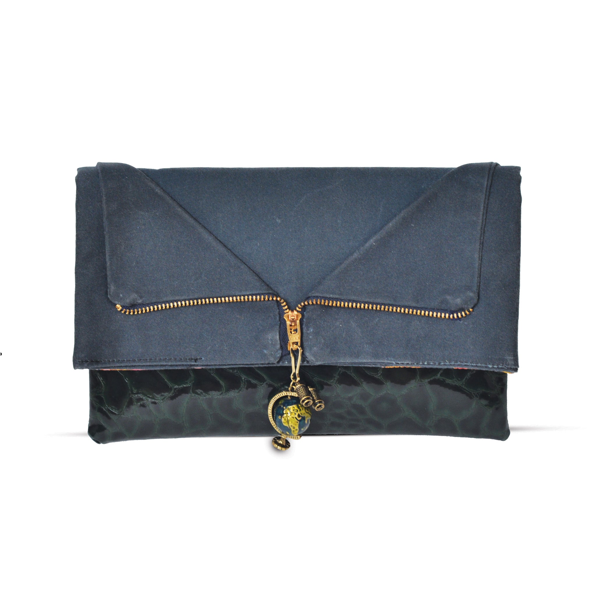 Navy Waxed Canvas Reveal Clutch