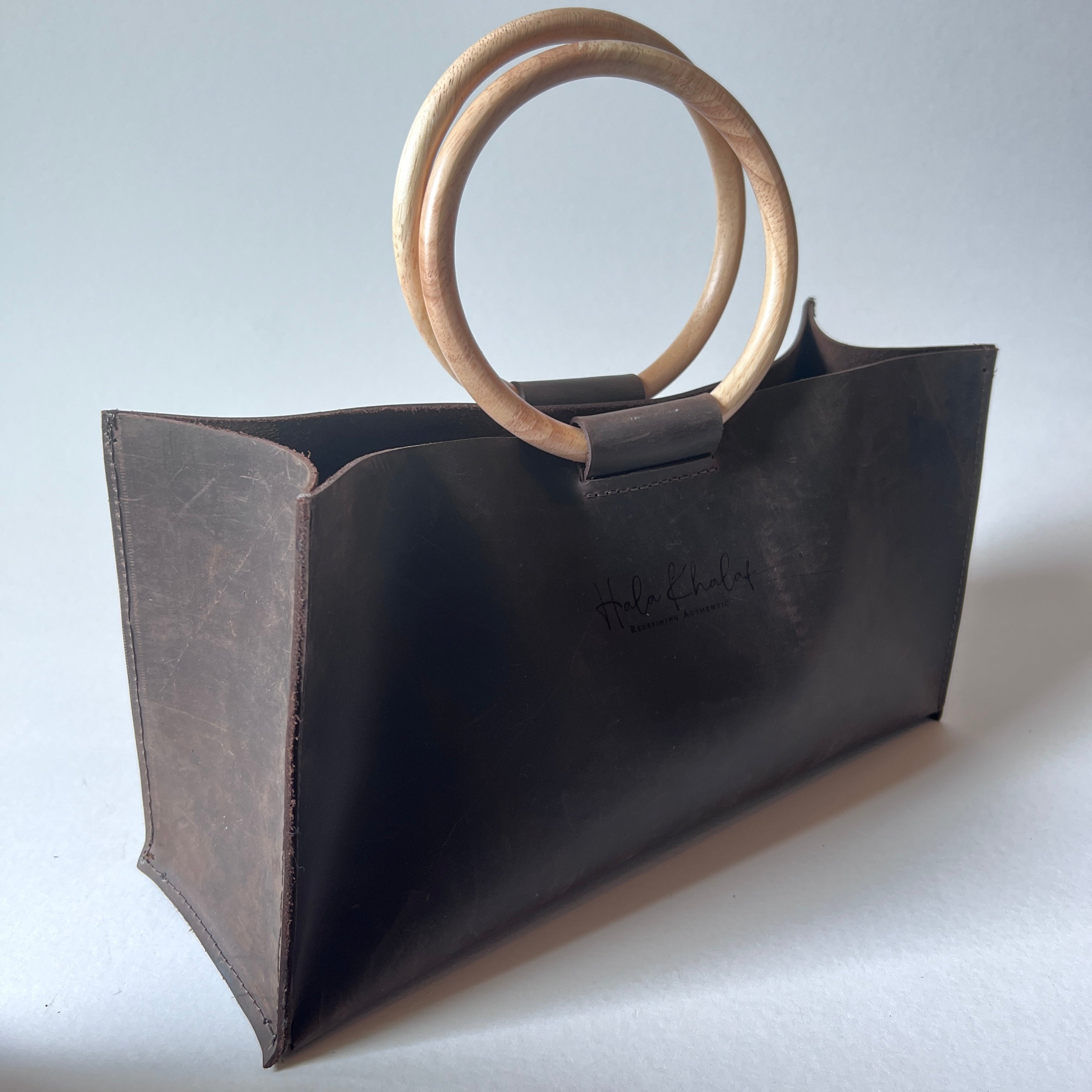 Dark Brown Grain Side Leather Tote - Small