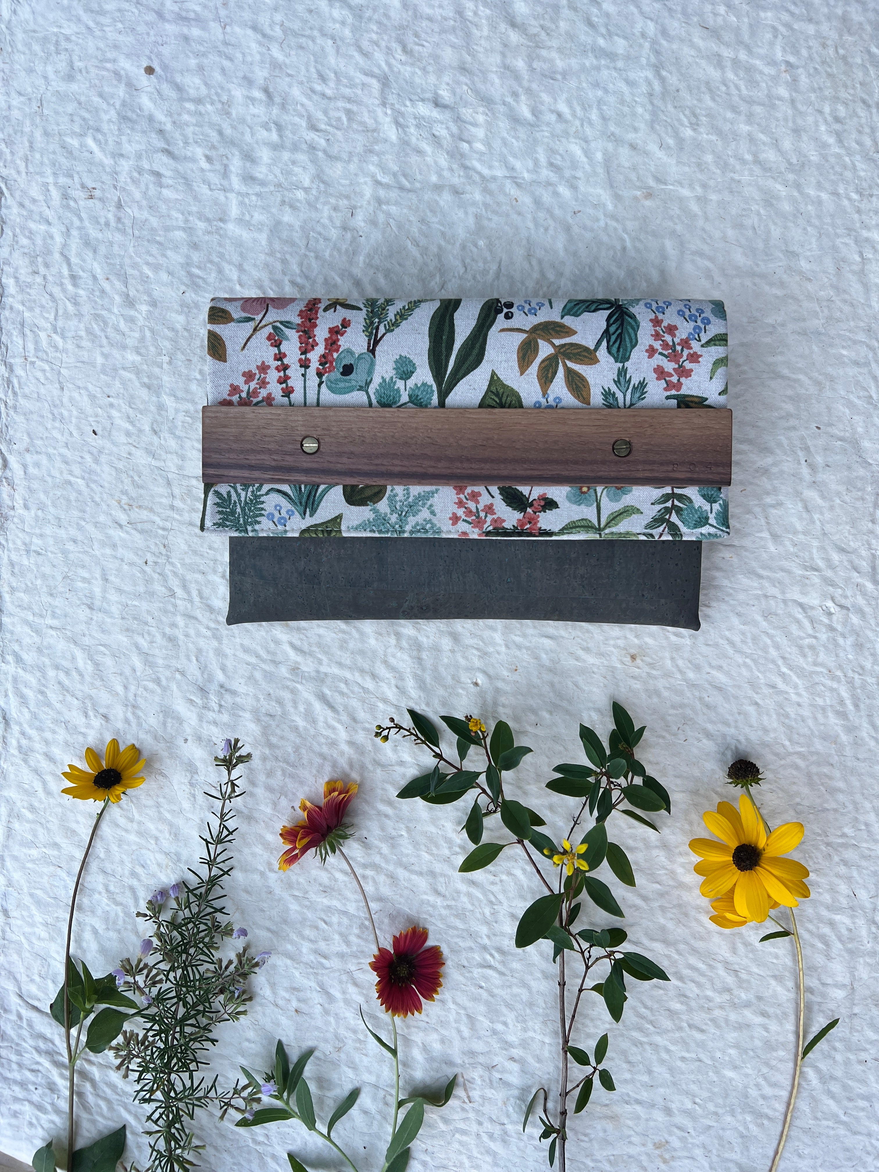 Floral Evergreen Flap Clutch