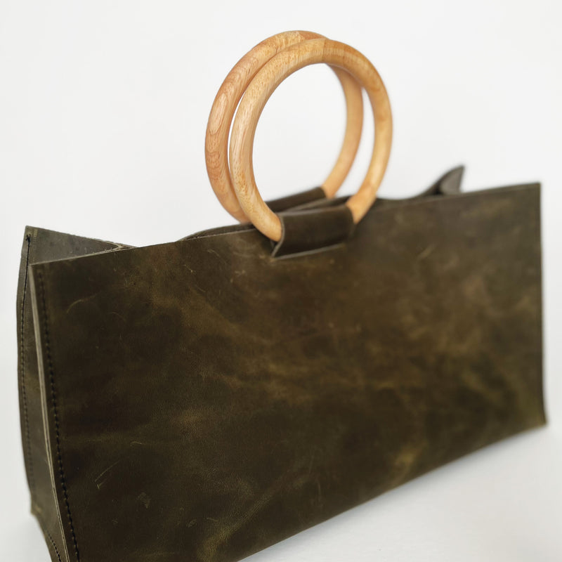 Grain Side Leather Tote - Small