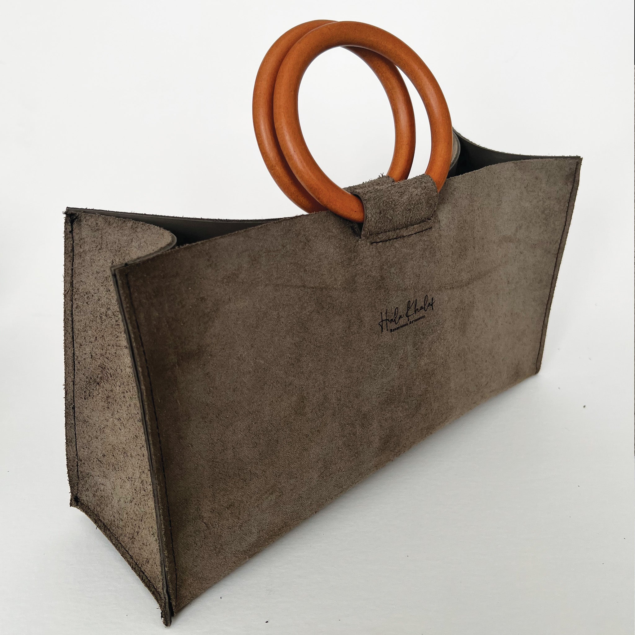 Grey Suede Side Leather Tote - Small *Made-To-Order*